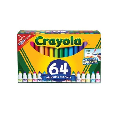Crayola Crayola, BROAD LINE WASHABLE MARKERS, BROAD BULLET TIP, ASSORTED COLORS, 64/SET 588180